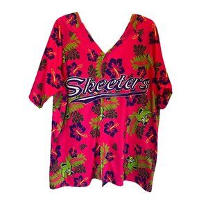 SUGARLAND SKEETERS Pink Hawaiian Print Baseball Jersey Swatson XL
